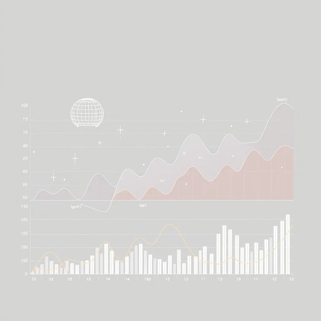 Abstract financial charts and graphs on a clean grey backgro